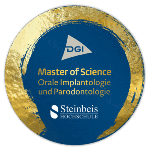 Siegel zum Master of Science in Oraler Implantologie und Parodontologie der Steinbeis Hochschule in Kooperation mit der Deutschen Gesellschaft für Implantologie (DGI)